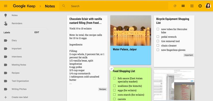 Google Keep Interface