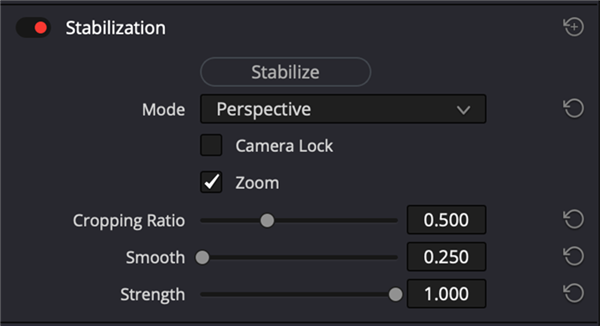 Adjusting Stabilization Settings