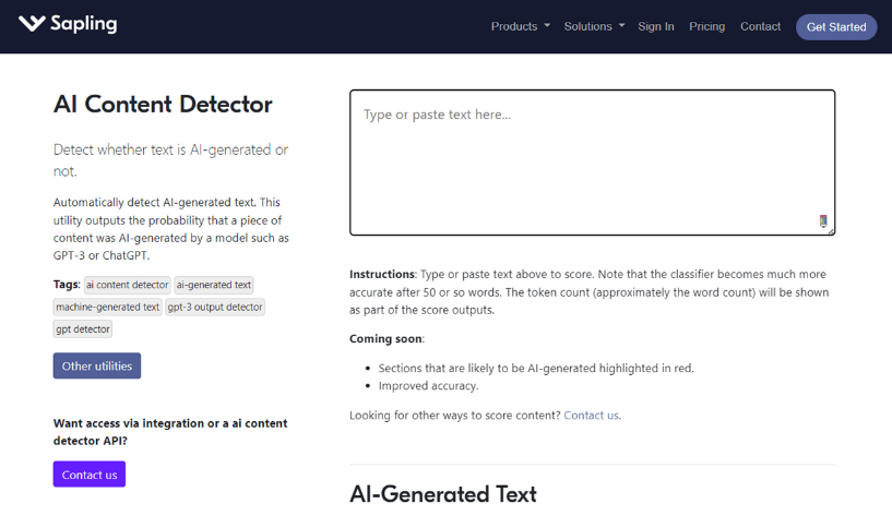 Sapling.ai Interface