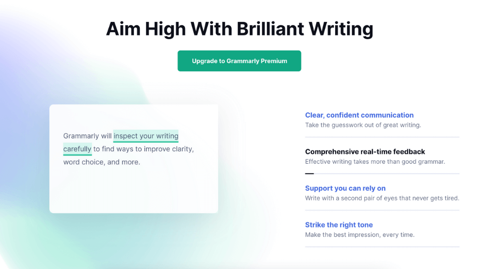 AI Novel Writing Software - Grammarly Interface