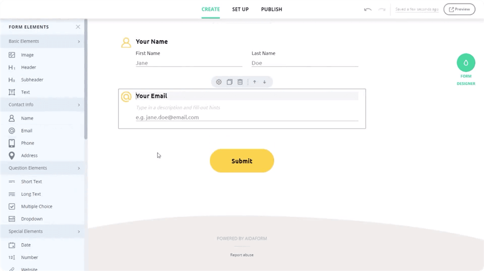 Aidaform Interface