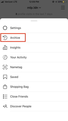Archive Option on Instagram