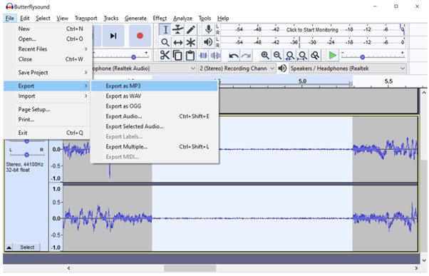 Audacity Interface