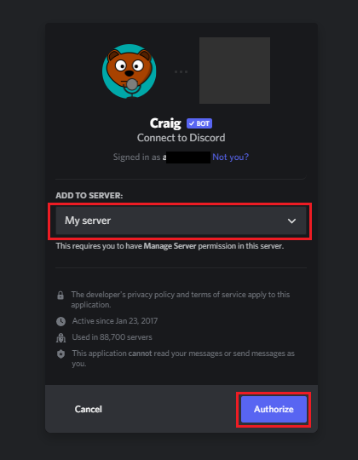 Authorize the Craig Access