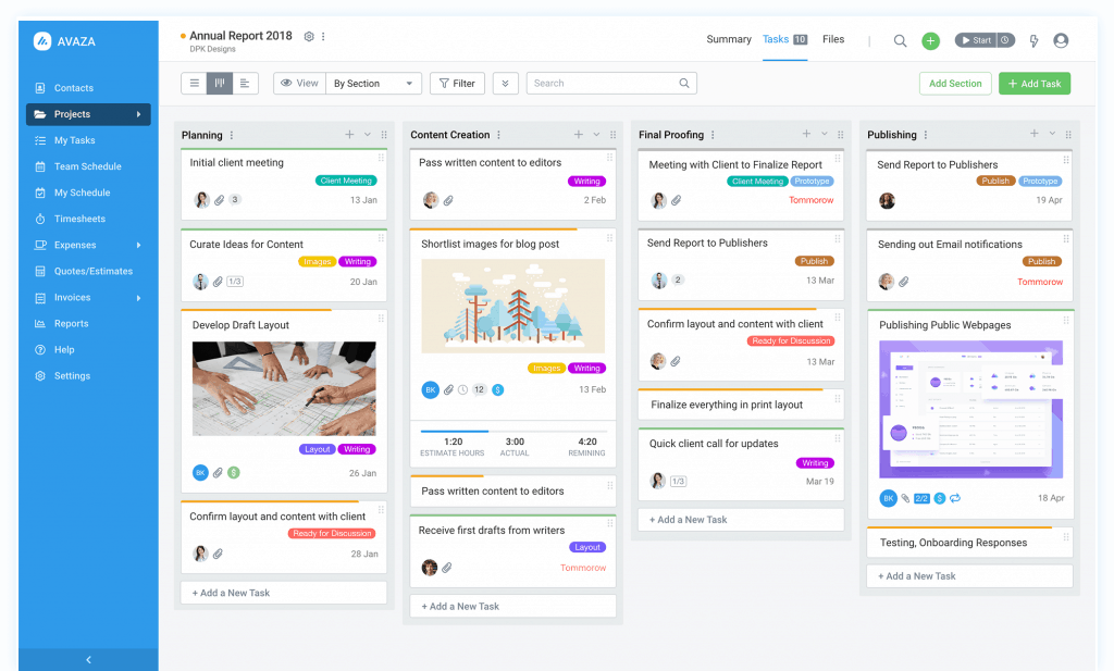 Avaza Interface