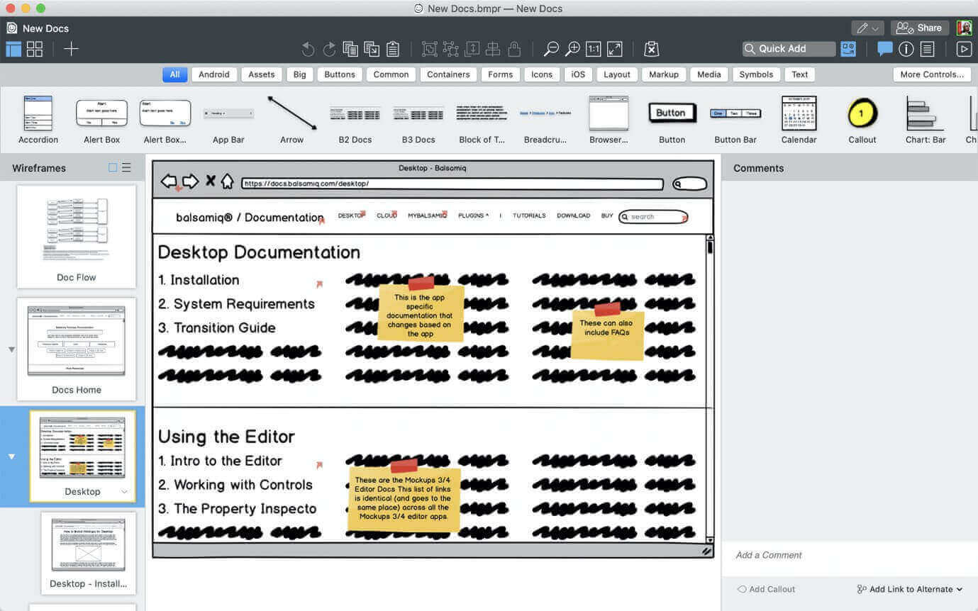 Balsamiq Interface