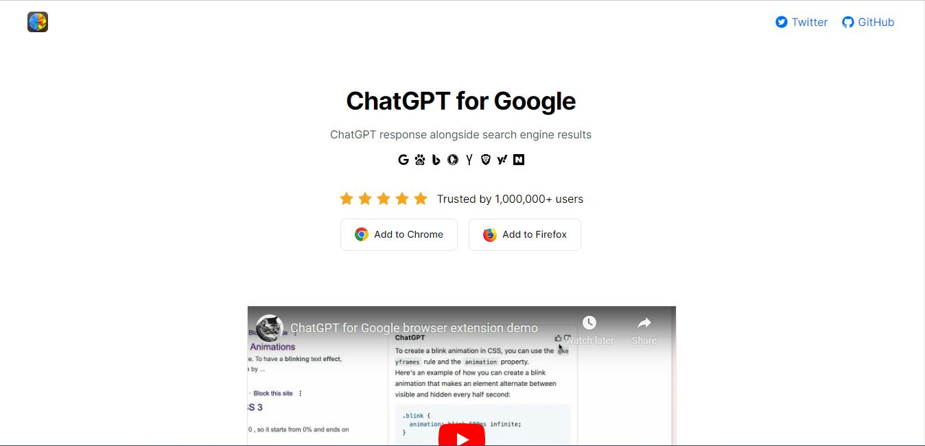 ChatGPT for Google Interface