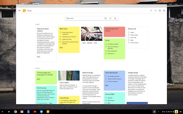 Google Keep Interface