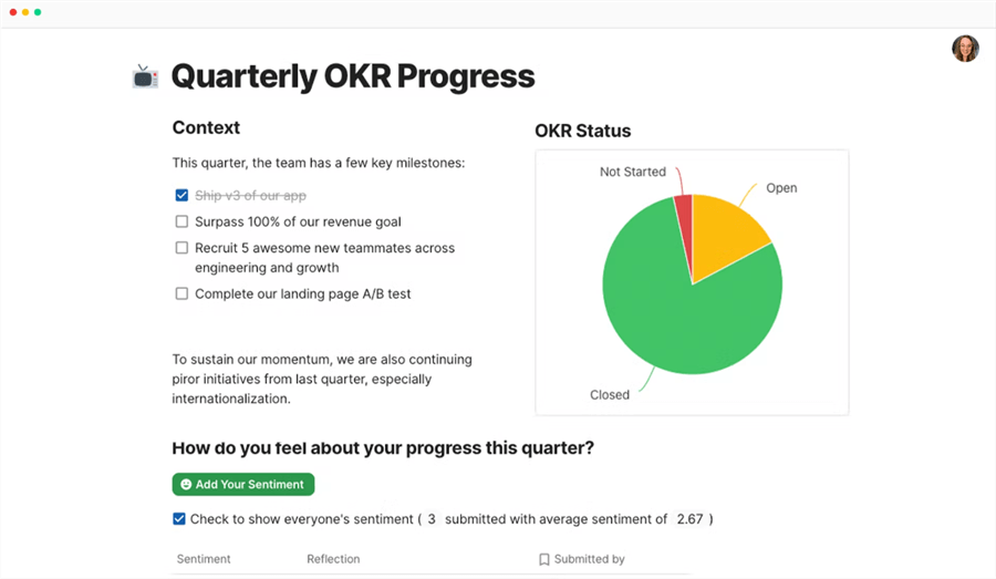 Coda OKR Interface