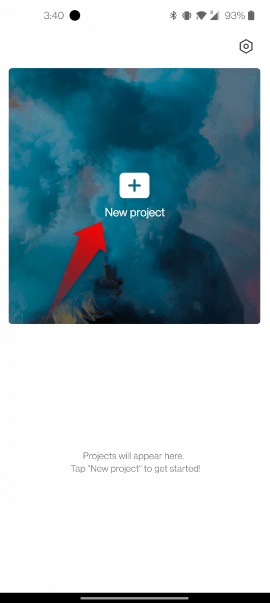 Tap on the New Project Function