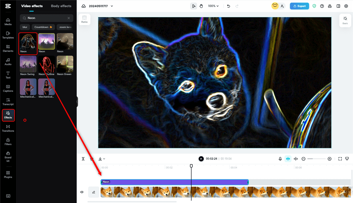 Add Neon Effect to the Video