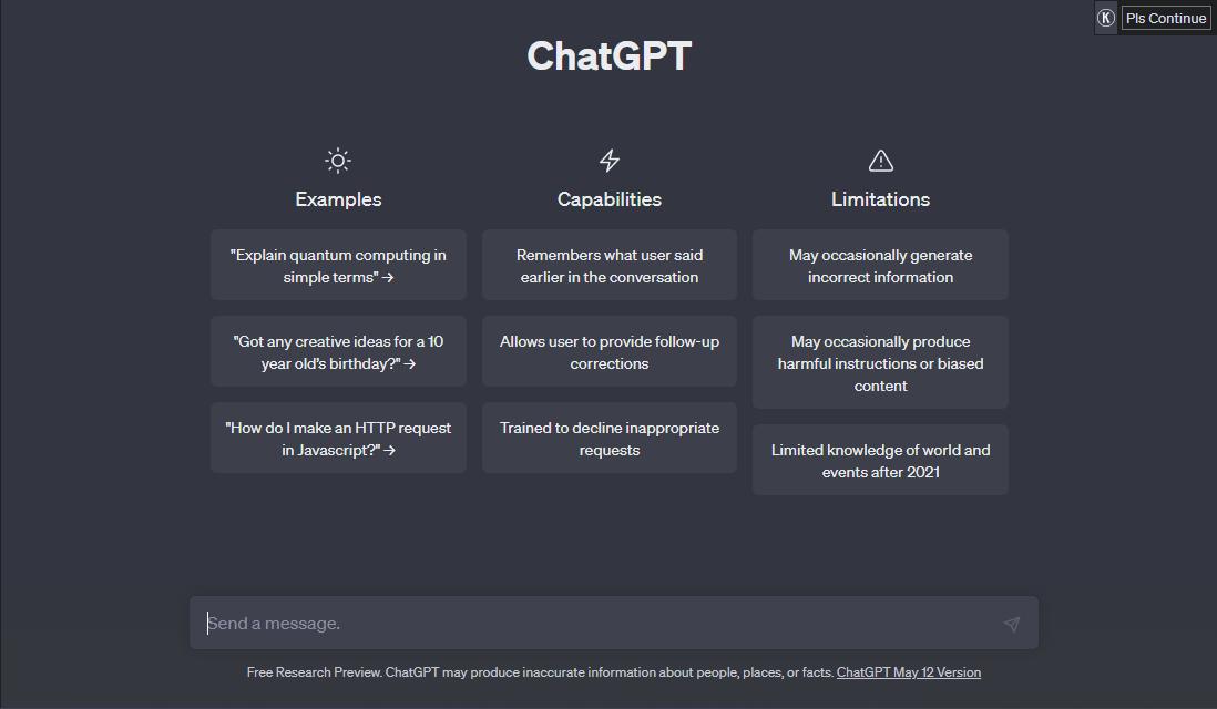 ChatGPT AI Chatbot Interface