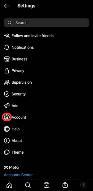 Choose Account From Settings