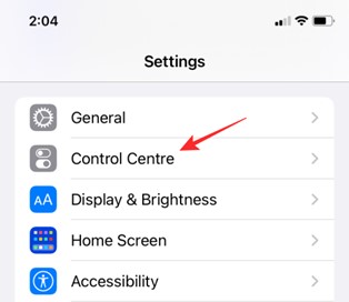 Choose Control Centre