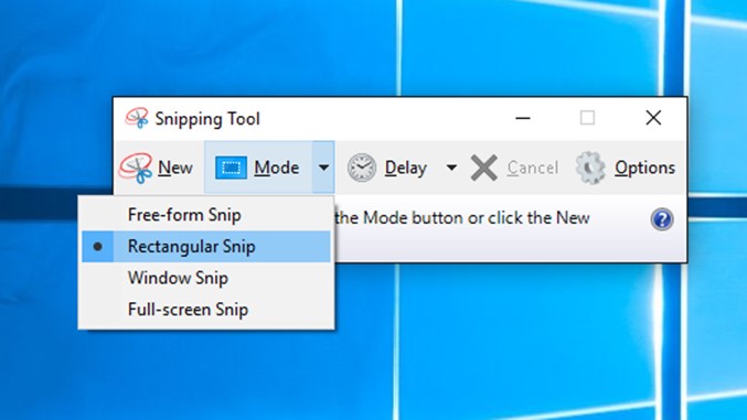 Choose Mode in Snipping Tool