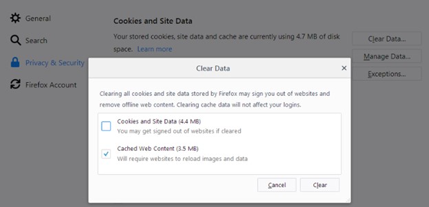 Clear Browser Cache and Cookies