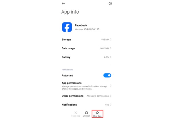 Clear the Data of Facebook