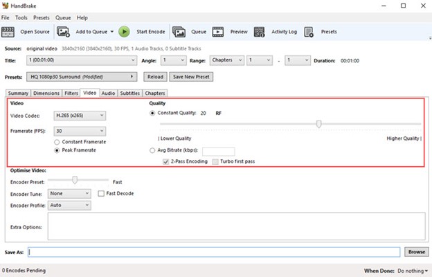 Configure Video Codec