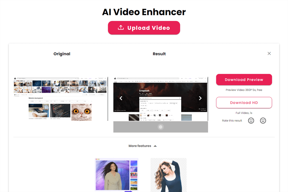 Cutout Pro's Video Enhancement Tool