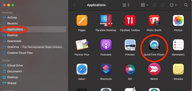 Öffnen Sie den QuickTime Player