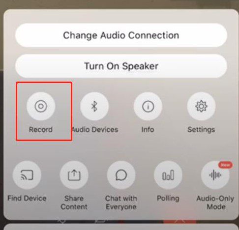 Aufzeichnungsoption in der Webex-App