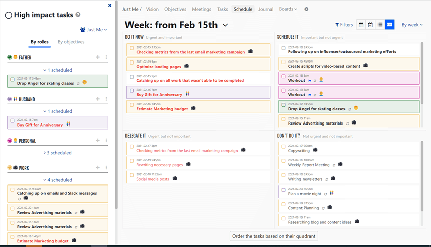 Week Plan Interface