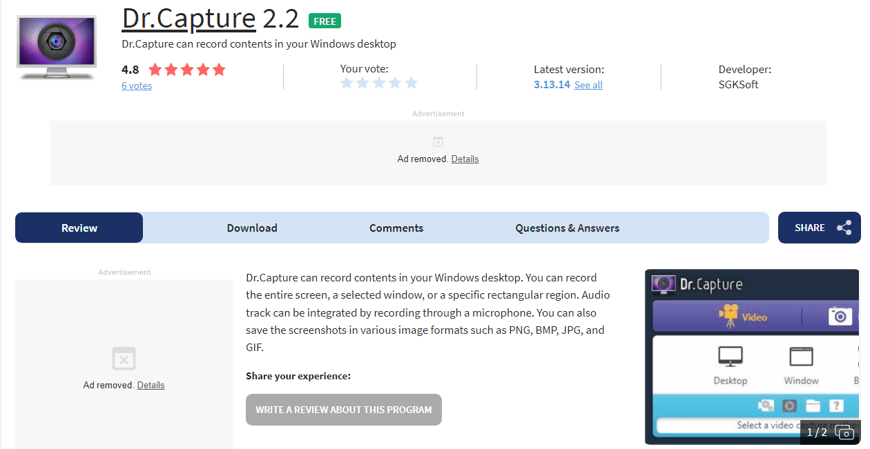 Dr.Capture Screen Recorder Interface