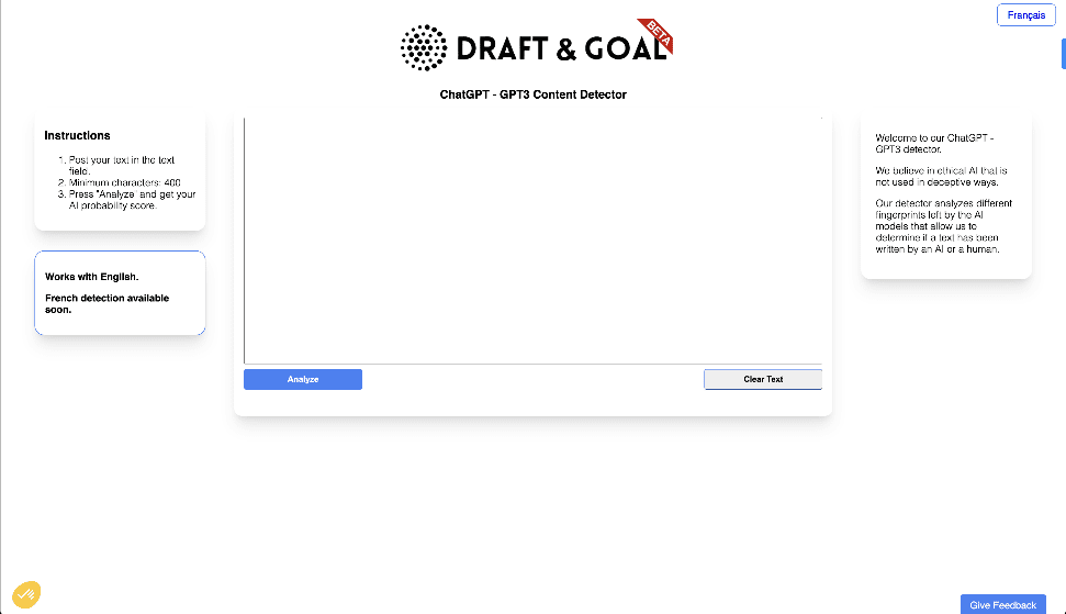 Draft&Goal ChatGPT – GPT3 Detector