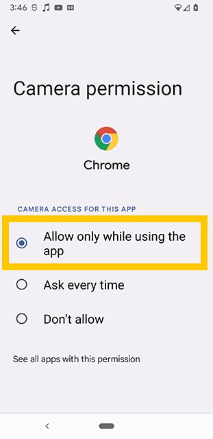 Enable Allow Only While Using The App