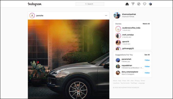 Utilice el sitio web de Instagram