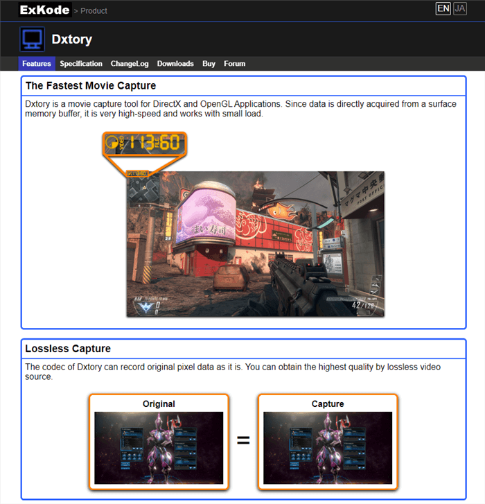 Grabador de pantalla Dxtory
