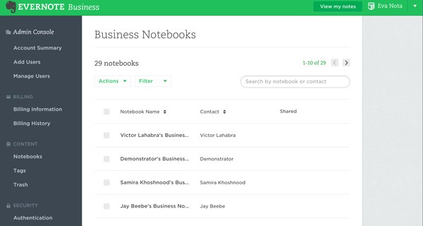 Evernote Interface