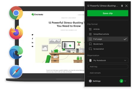Evernote Web Clipper Extension Interface