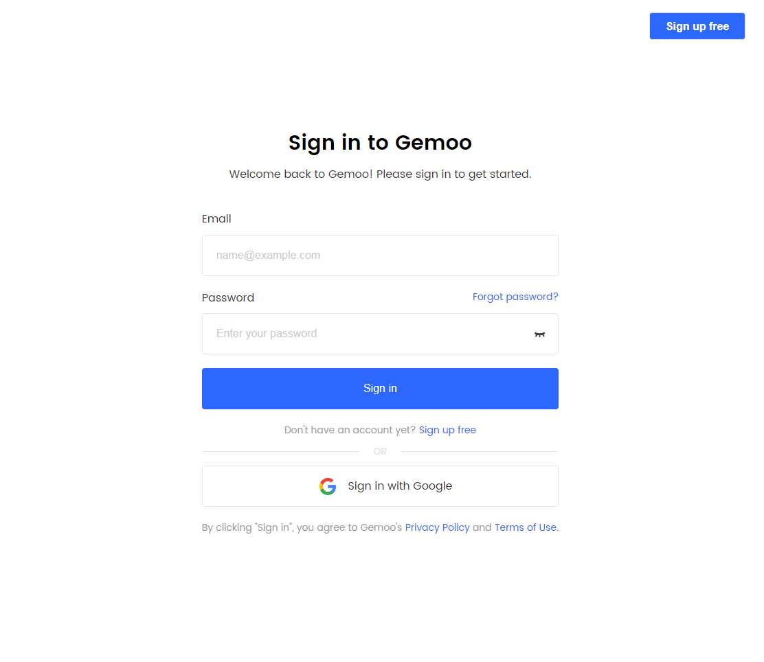 Sign in to Gemoo