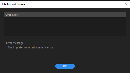 The Importer Reported a Generic Error Message