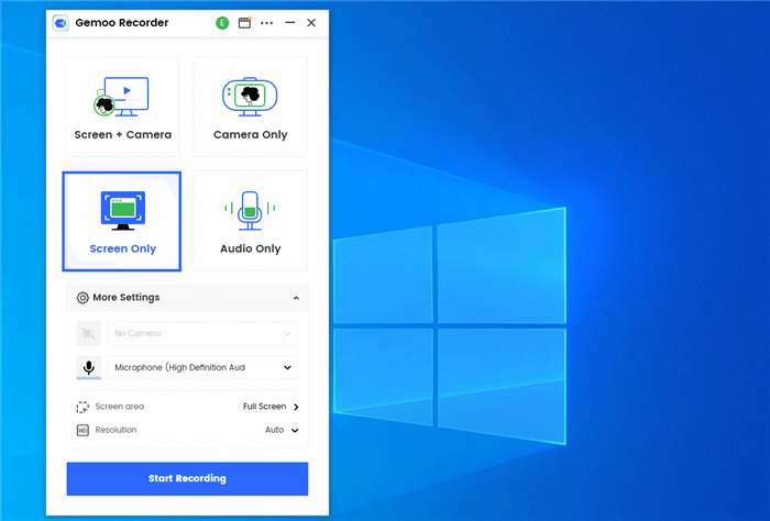 Interface de L'enregistreur Gemoo