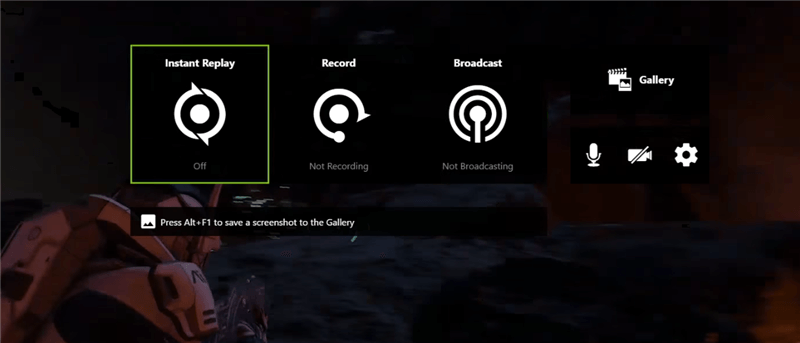 Interface NVIDIA ShadowPlay