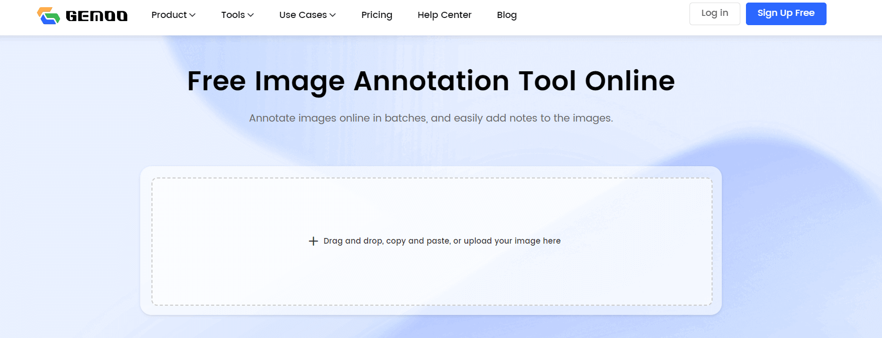 Gemoo Free Online Image Annotation Tool Landing Page