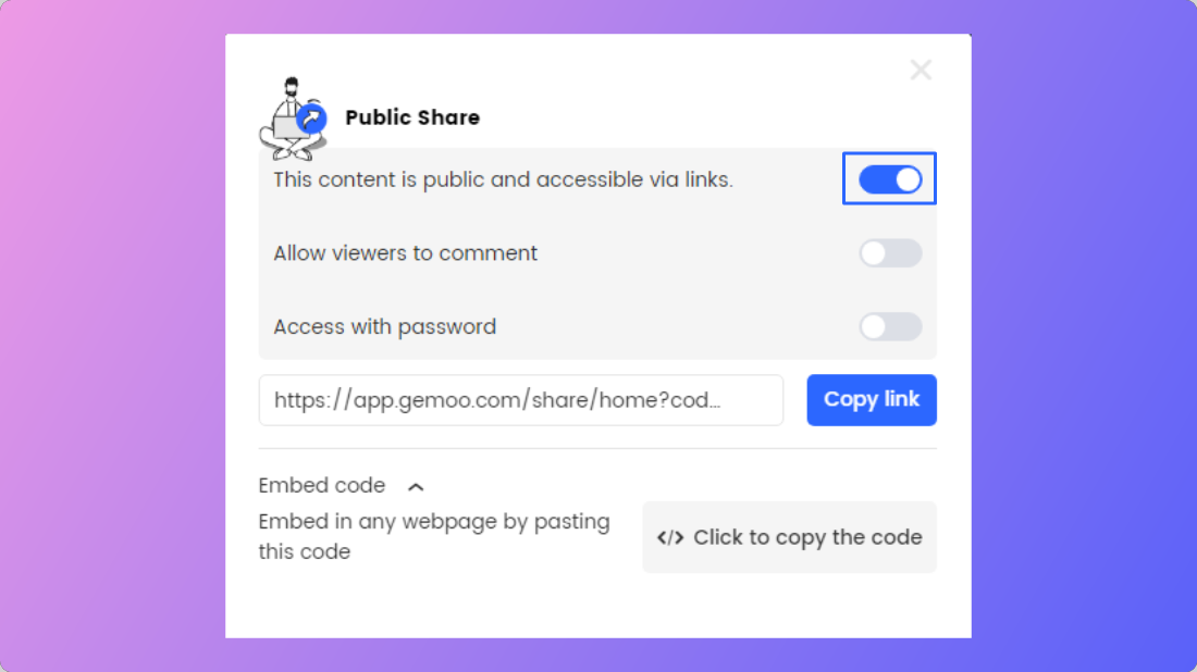 Enable The Share with Link Button