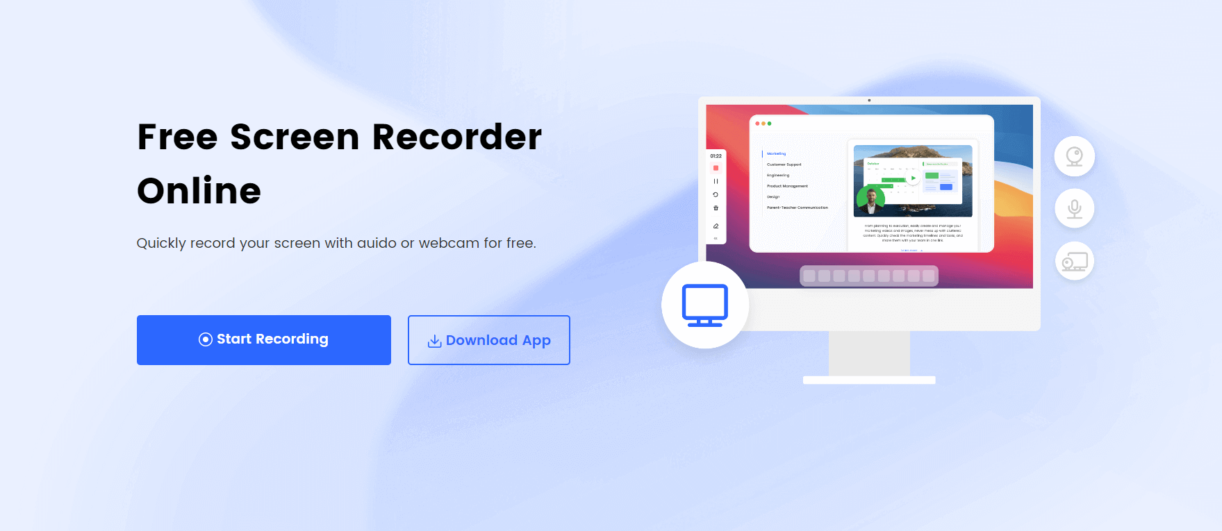 Gemoo Online Screen Recorder Landing Page