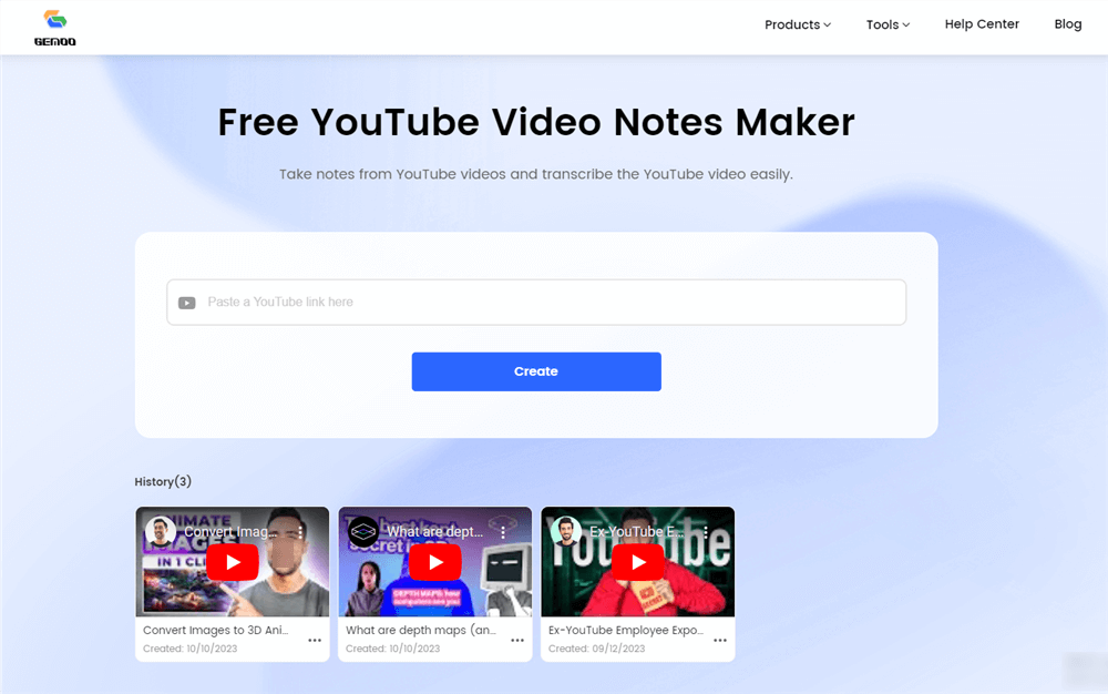 Gemoo's YouTube Video Notes Maker