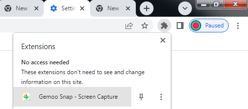 Pin Gemoo Snap Chrome Extension