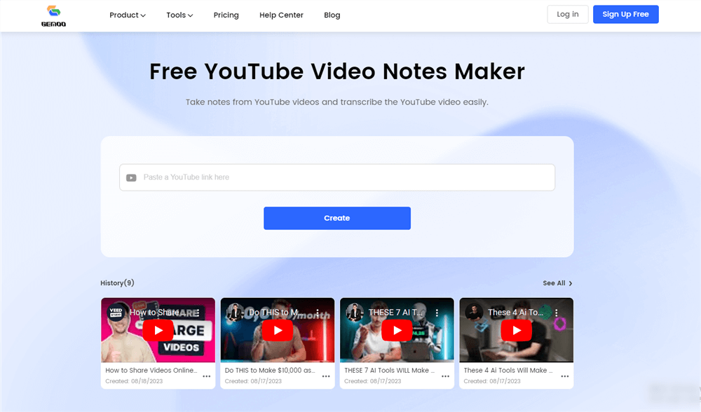 Gemoo YouTube Video Notes Maker