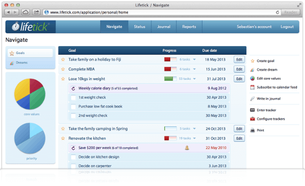Best Goal Setting Software - Lifetick