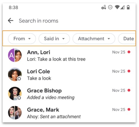 Google Chat Search Functions