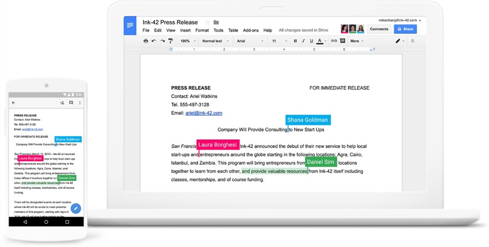 Google Docs Interface