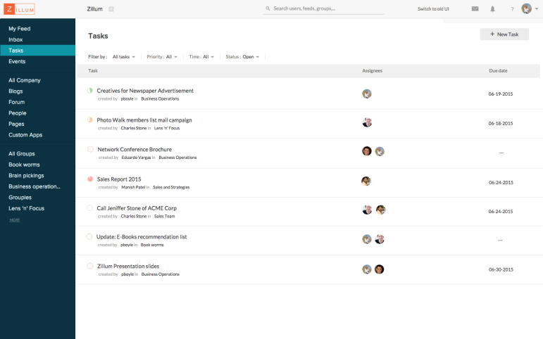 Zoho Connect Interface