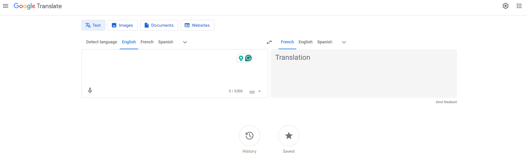 Google Translate Interface
