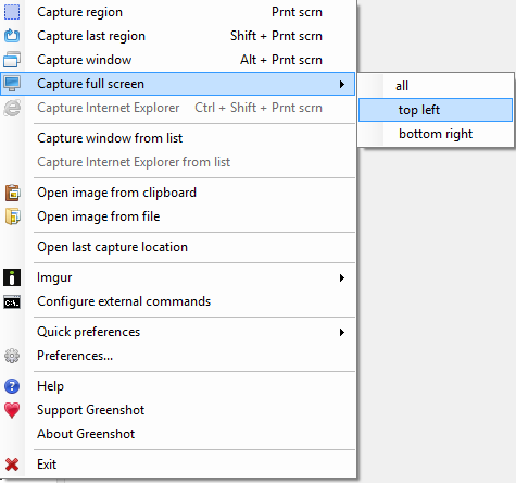 Greenshot Quick Menu