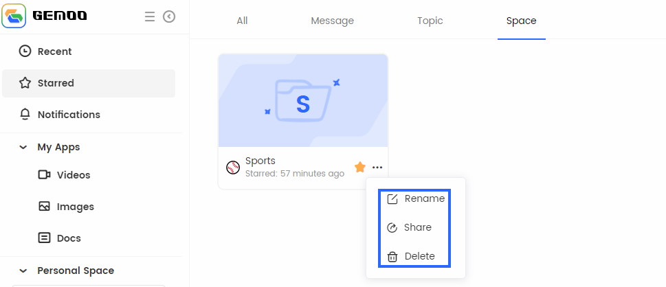 Manage the Starred Space